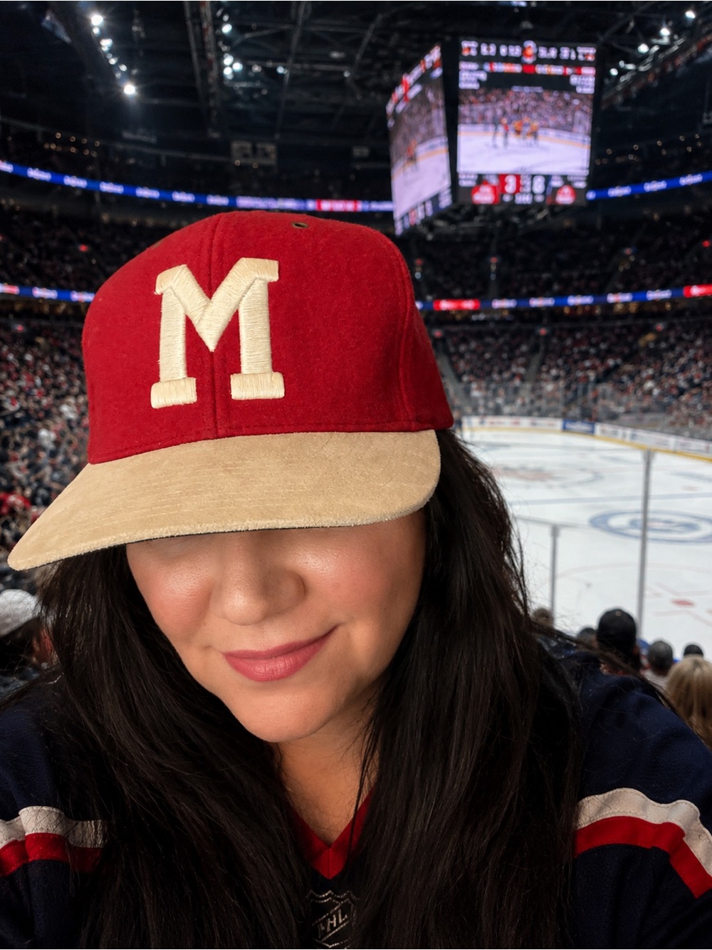 Montreal Maroons! Red Wool Cap with Tan Suede Brim vintage hockey, NHL